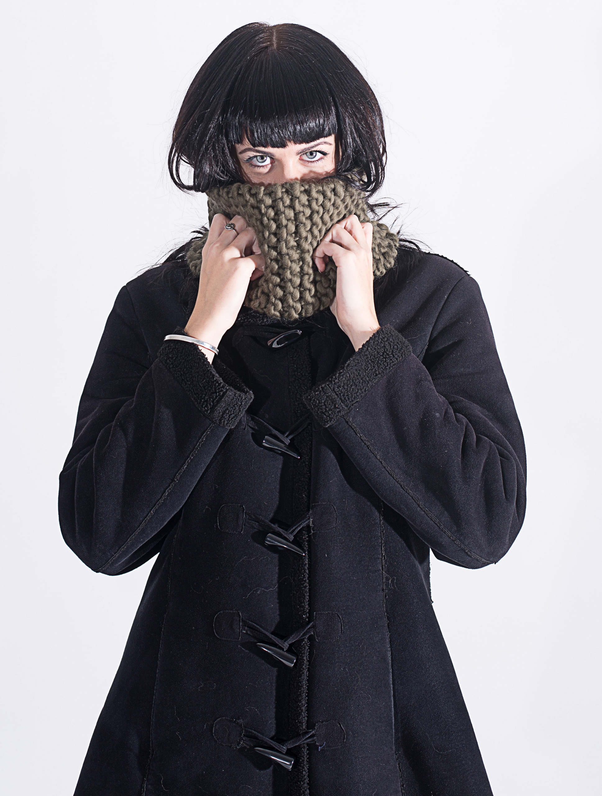 Handmade woolly snoods - Olive snood. Click to customise.